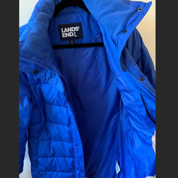 Women's Lands End Mid-Length Cobalt Blue Puffer Coat Size M (10-12) - Picture 4 of 9